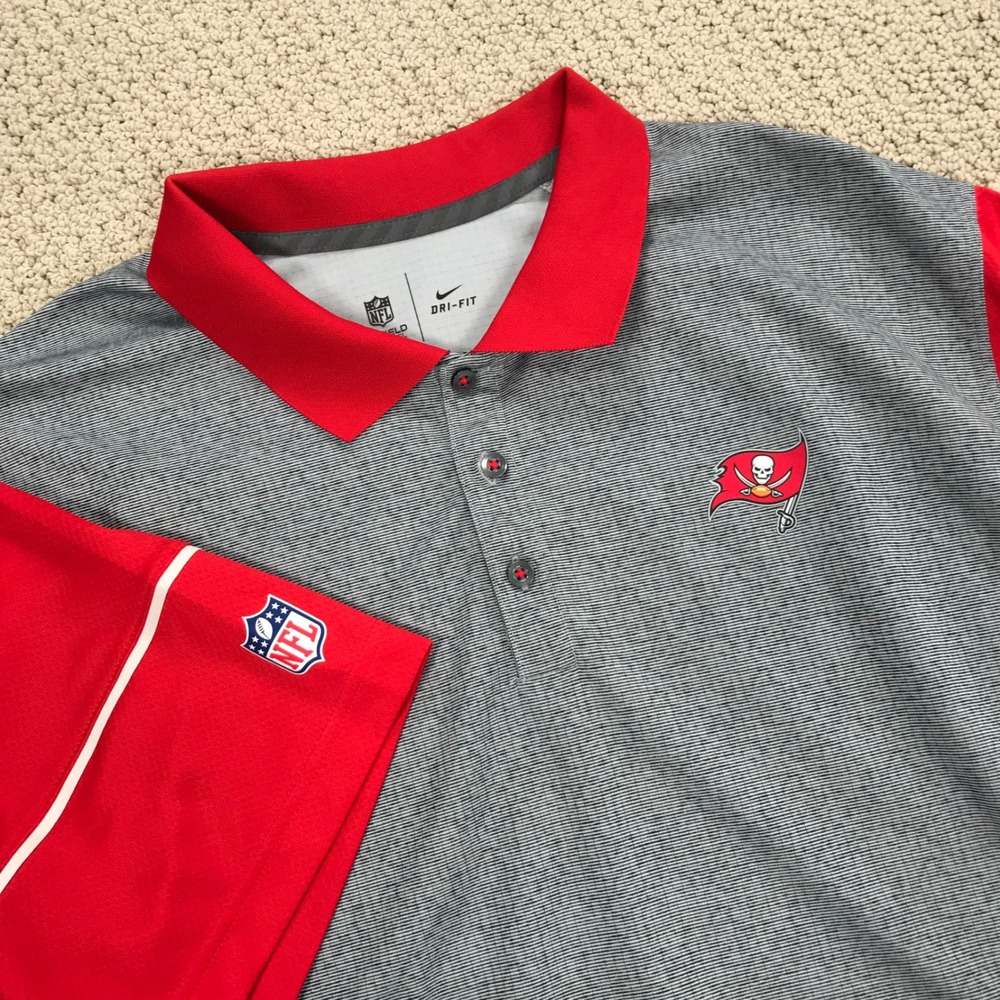 Nike NFL Tampa Bay Buccaneers Dri-FIT Polo Shirt Mens XXL Grey Red Onfield